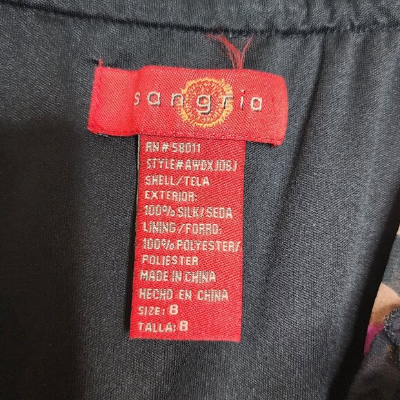 Sangria Y2K pink and black handkerchief hem whimsy silk midi dress size 8 - Picture 11 of 11